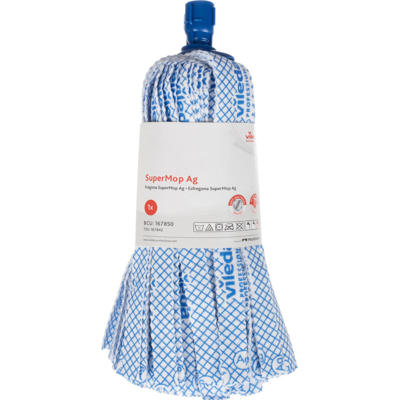 Насадка МОП Vileda Professional Супермоп антибак 33см 125гр бел/син 137908