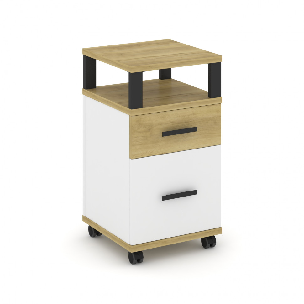 Concept Тумба мобильная 1 ящ.+1 распаш. фасад с надставкой CN.TUM-010 B Дуб Винченцо/Белый Бриллиант