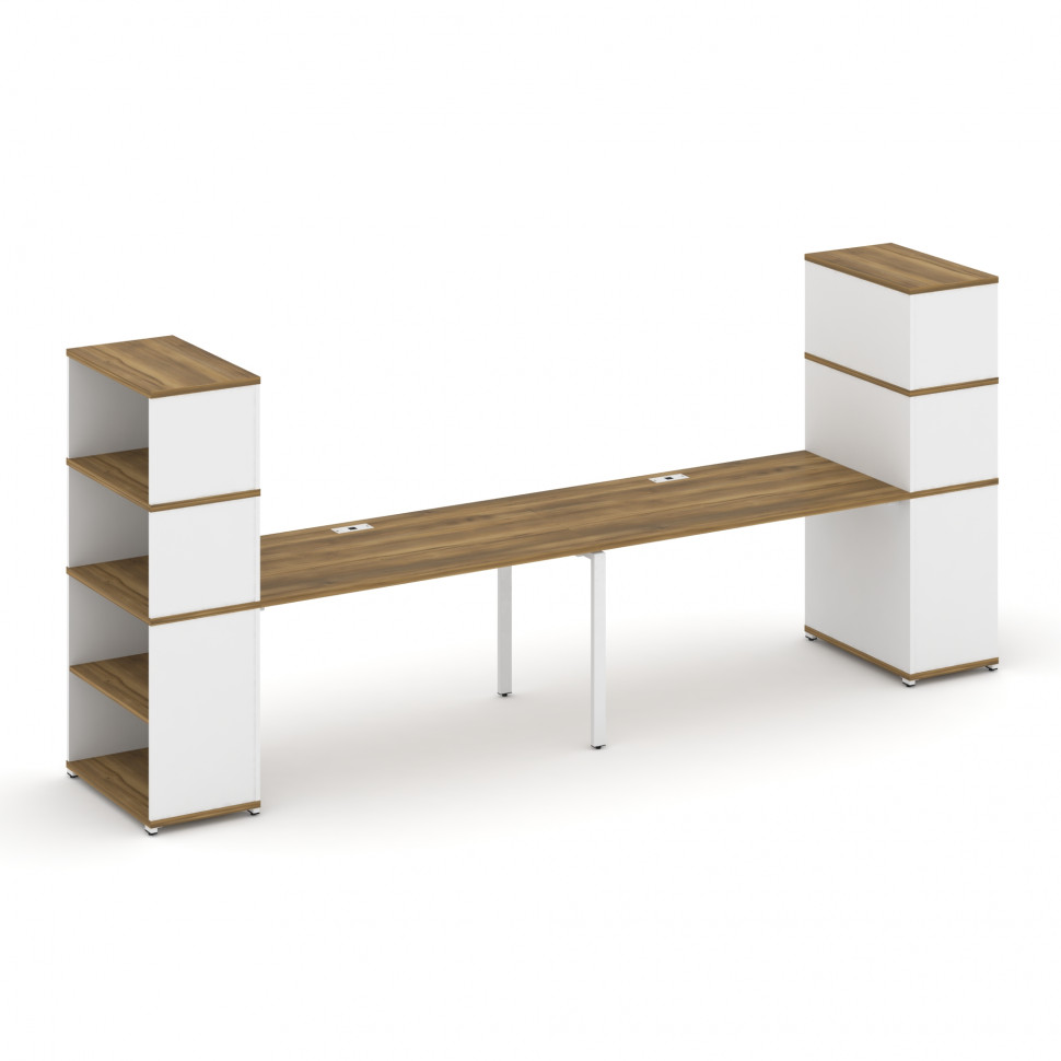 Concept Рабочая станция с опорными стеллажами с надставкой выс. CN.ORS-215 Сандал Янтарный/Белый Бри