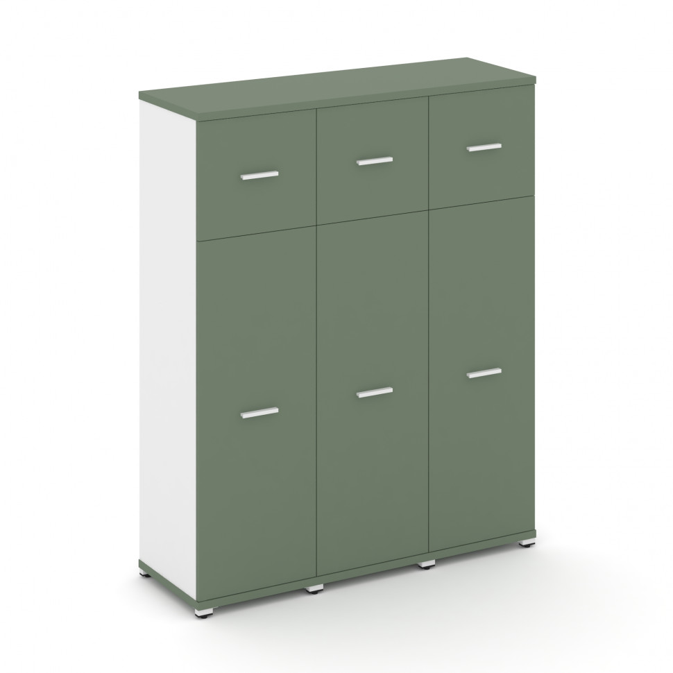 Concept Шкаф 3 узкие секции, 4 ниши CN.STU-434 W Кобо/Белый Бриллиант/Металл Белый 1252*420*1554