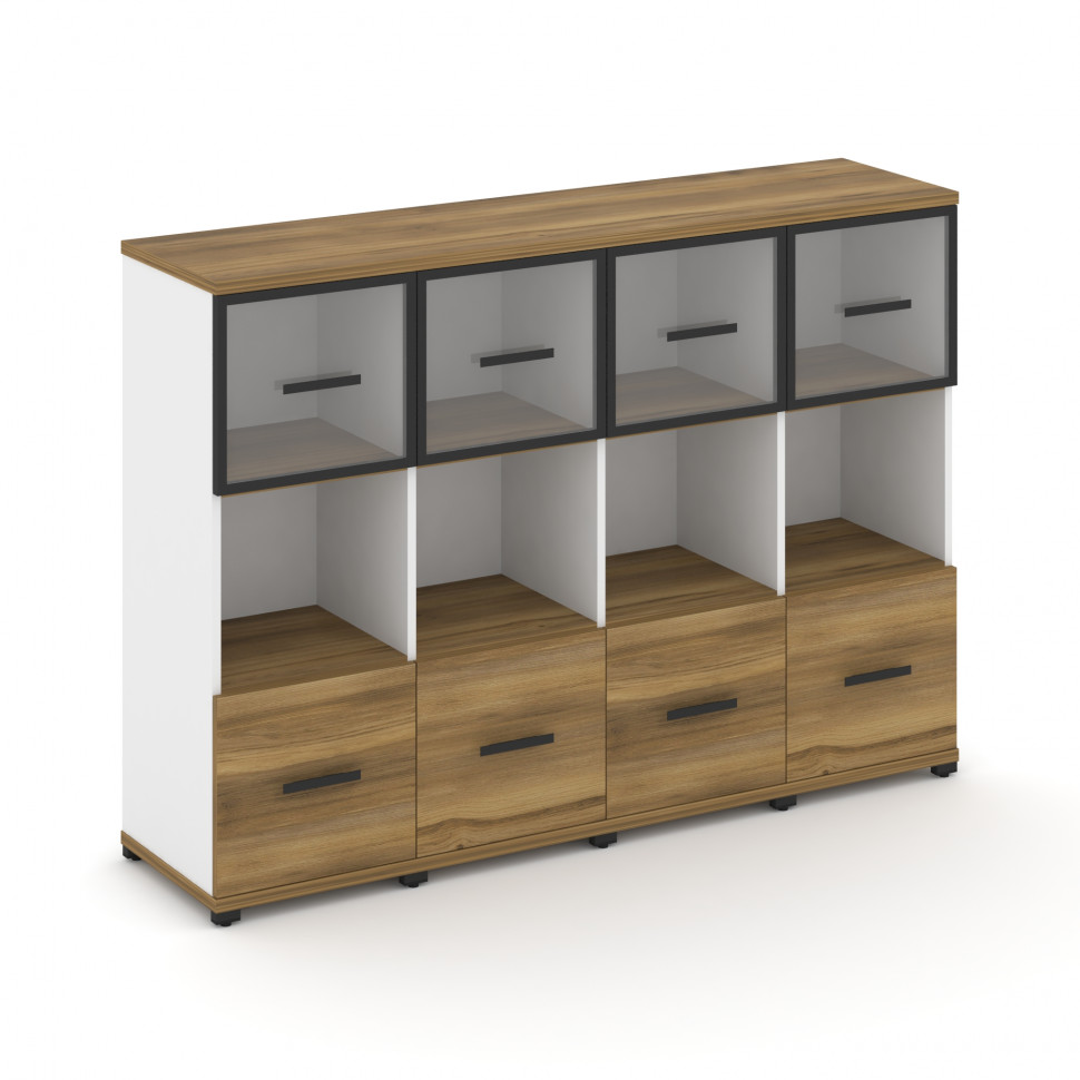 Concept Шкаф 4 узкие секции, 3 ниши CN.STU-345 RPB B Сандал Янтарный/Белый Бриллиант/Металл Черный/П