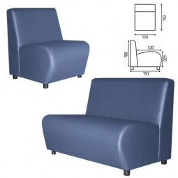 Кресло мягкое "Клауд", "V-600", 550х750х780 мм, без подлокотников, экокожа, голубое