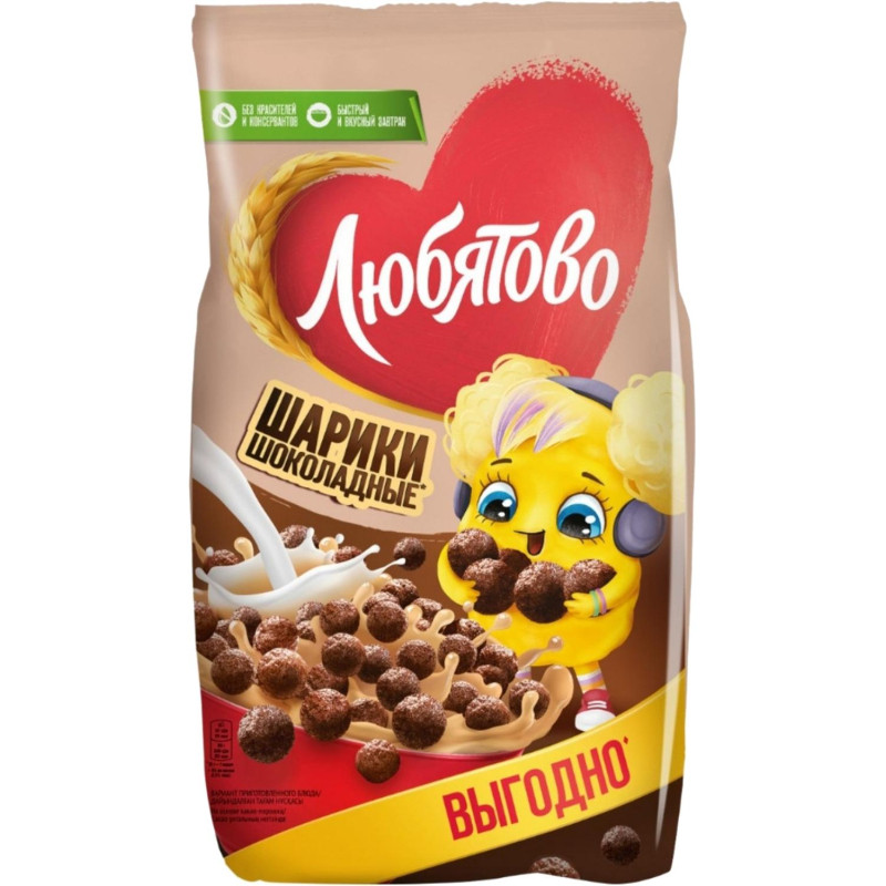 Шарики Любятово шоколадные, 500г