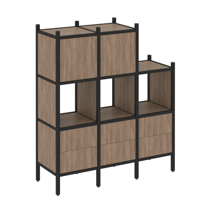 Loft Прямой стеллаж VR.L-15 Дуб Аризона/Металл Черный 1278*446*1458 Loft Прямой стеллаж VR.L-15 Дуб Аризона/Металл Черный 1278*446*1458