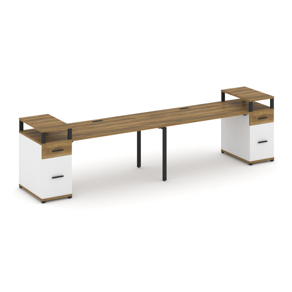 Concept Рабочая станция 2 места с 2 опорными тумбами CN.ORS-431 B Сандал Янтарный/Белый Бриллиант/Ме