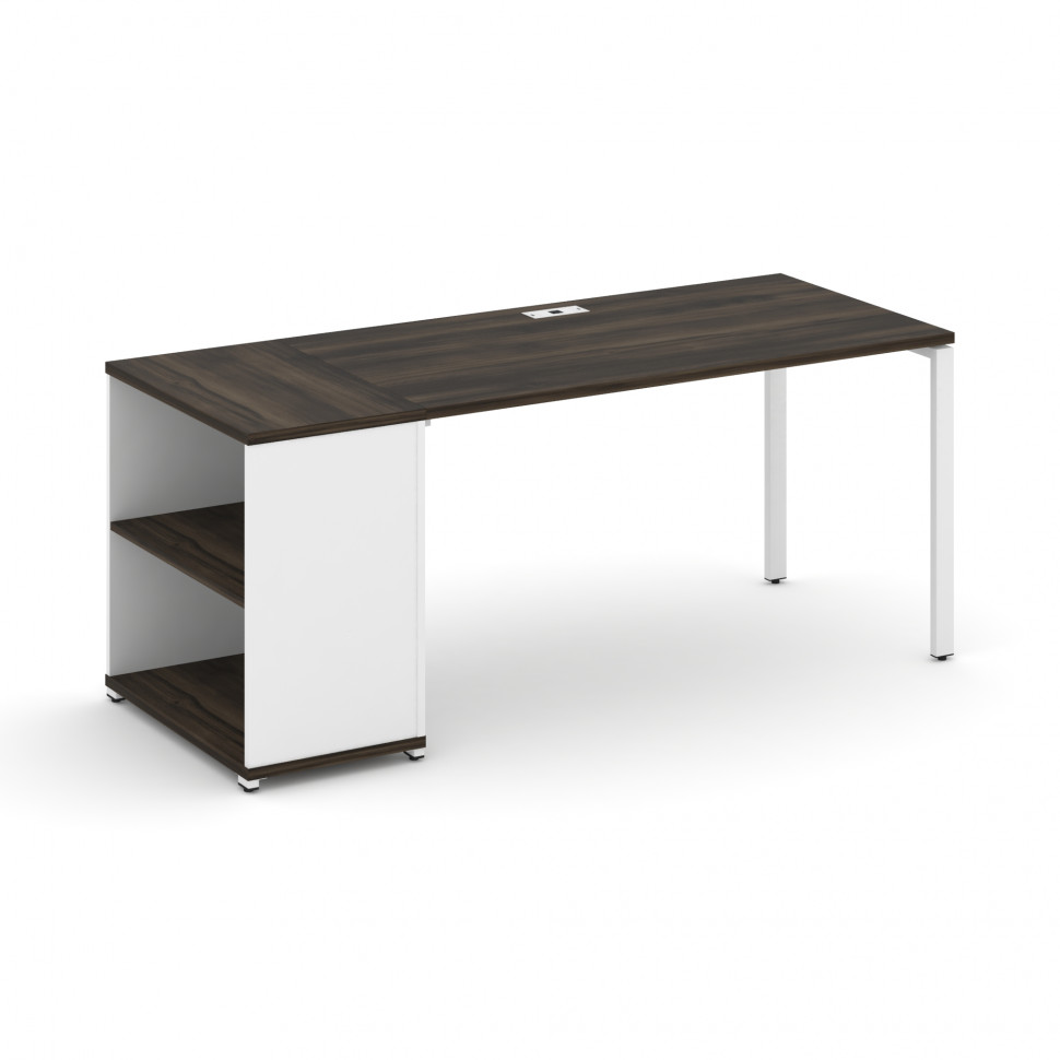 Concept Стол рабочий с опорным стеллажом CN.SP-203 Дуб Мали/Белый Бриллиант/Металл Белый 1800*720*75