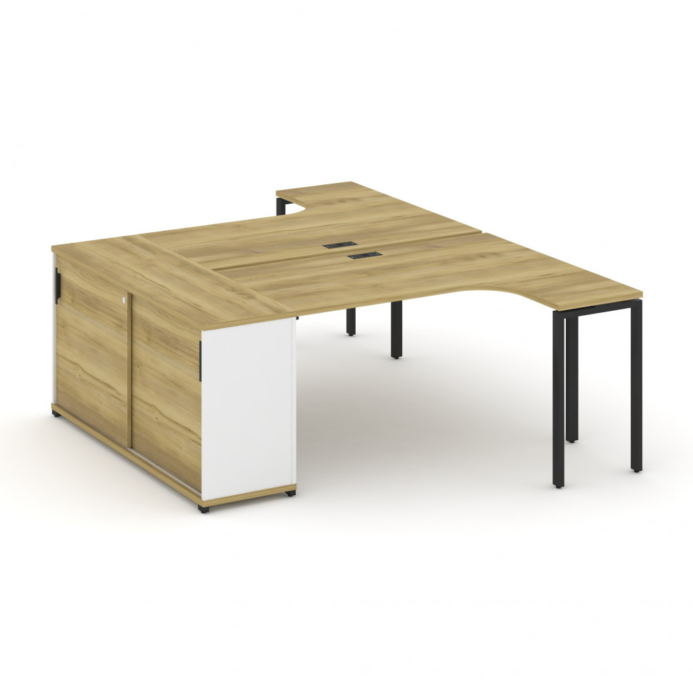 Concept Рабочая станция с опорным шкафом-купе CN.DSA-217 B Дуб Винченцо/Белый Бриллиант/Металл Черны