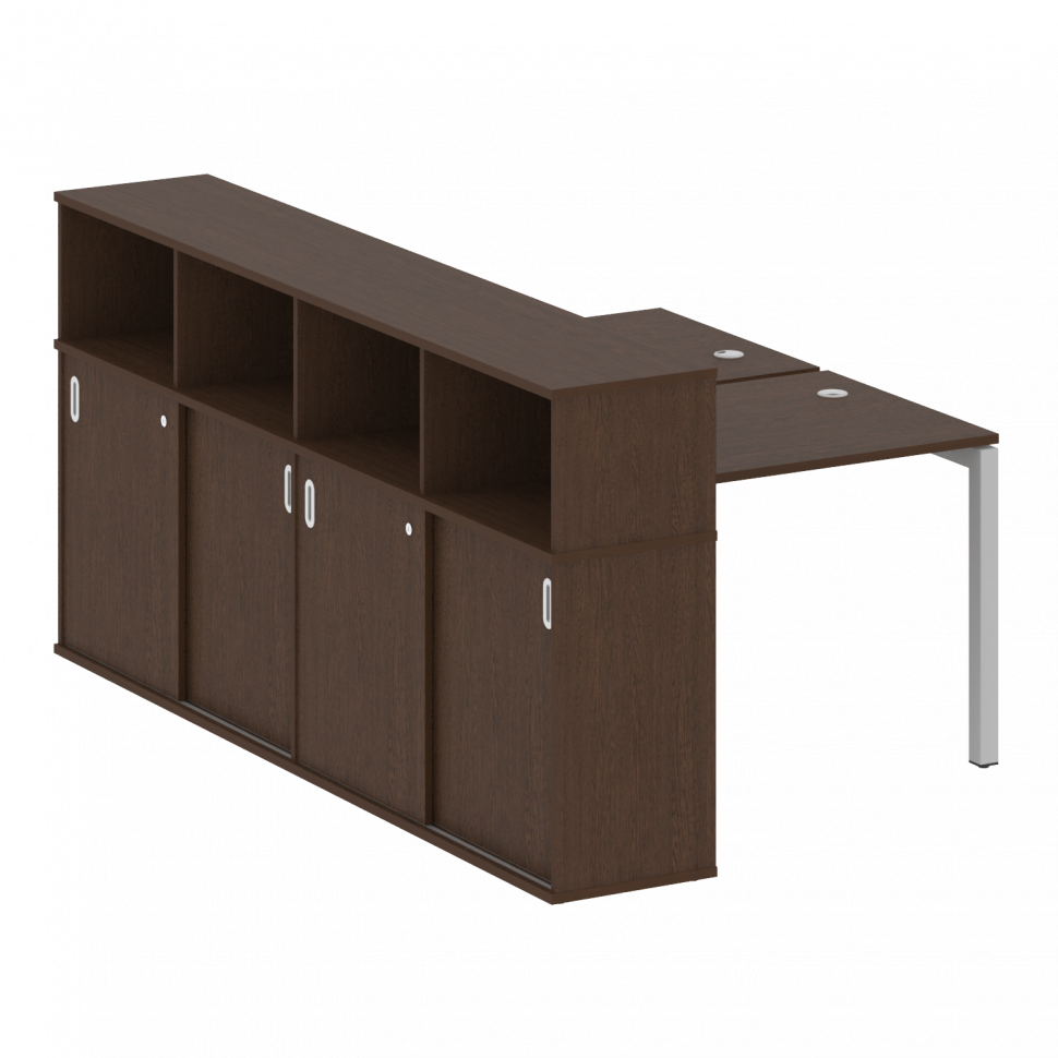 Metal System Quattro Рабочая станция с шкафом-купе на П-образном м/к 50БП.РС-СШК-4.1 Т Венге Цаво/Ме