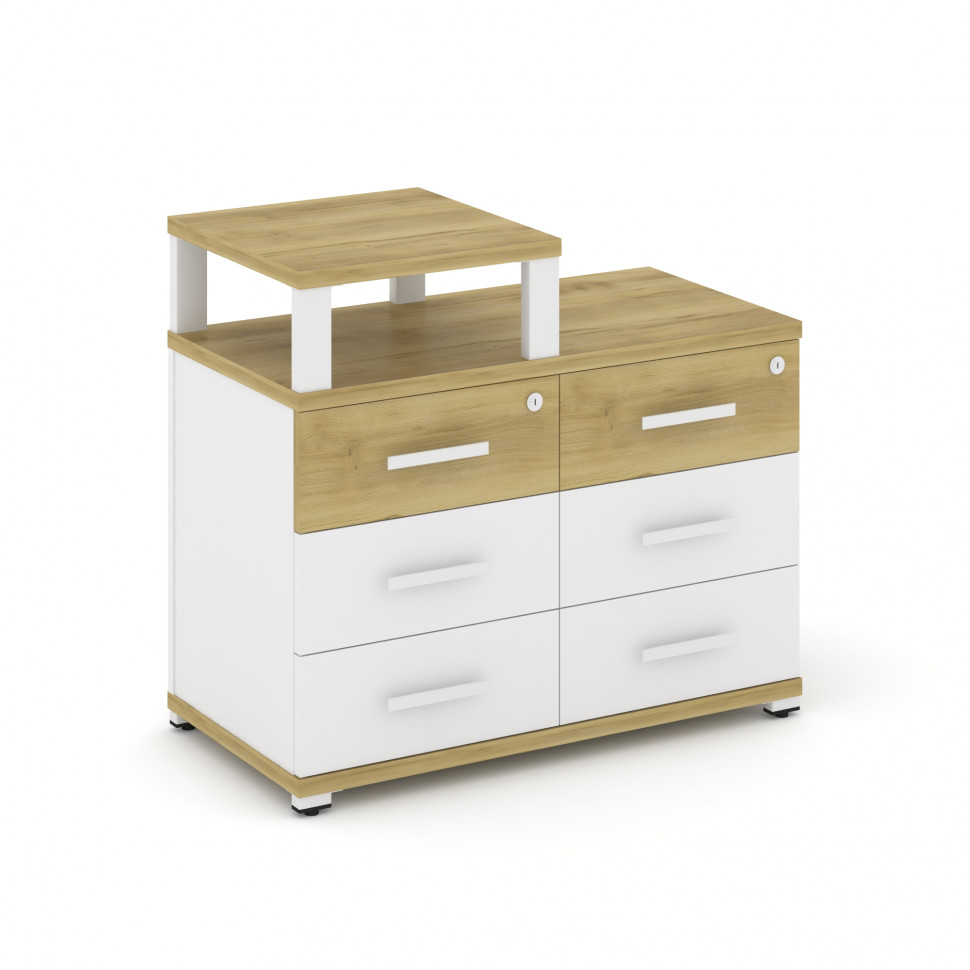 Concept Тумба приставная широкая 6 ящ. с надставкой узкой CN.TSP-008 W Дуб Винченцо/Белый Бриллиант/ Concept Тумба приставная широкая 6 ящ. с надставкой узкой CN.TSP-008 W Дуб Винченцо/Белый Бриллиант/
