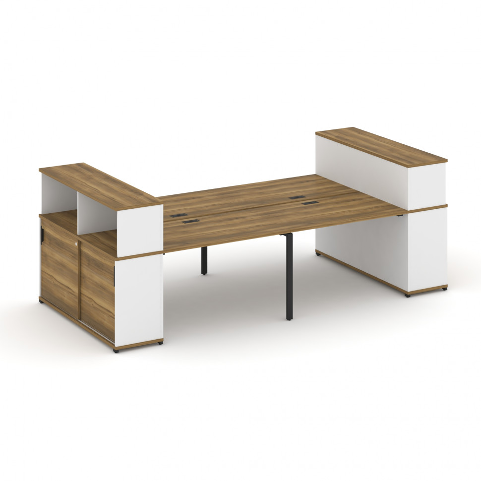 Concept Рабочая станция с опорными шкафами-купе с надставкой низ. CN.DRS-282 B Сандал Янтарный/Белый