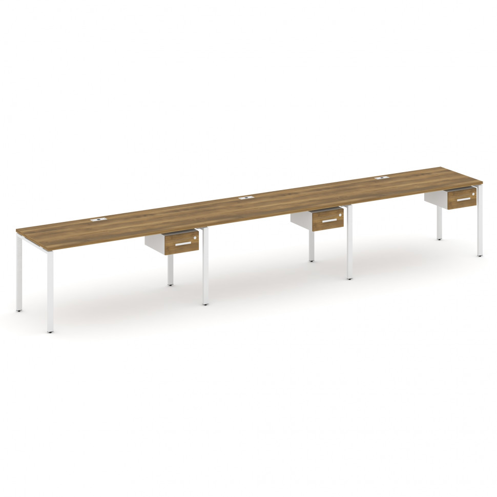 Concept Рабочая станция односторонняя с подвес. тумбами 3 места CN.ORS-132 W Сандал Янтарный/Белый Б