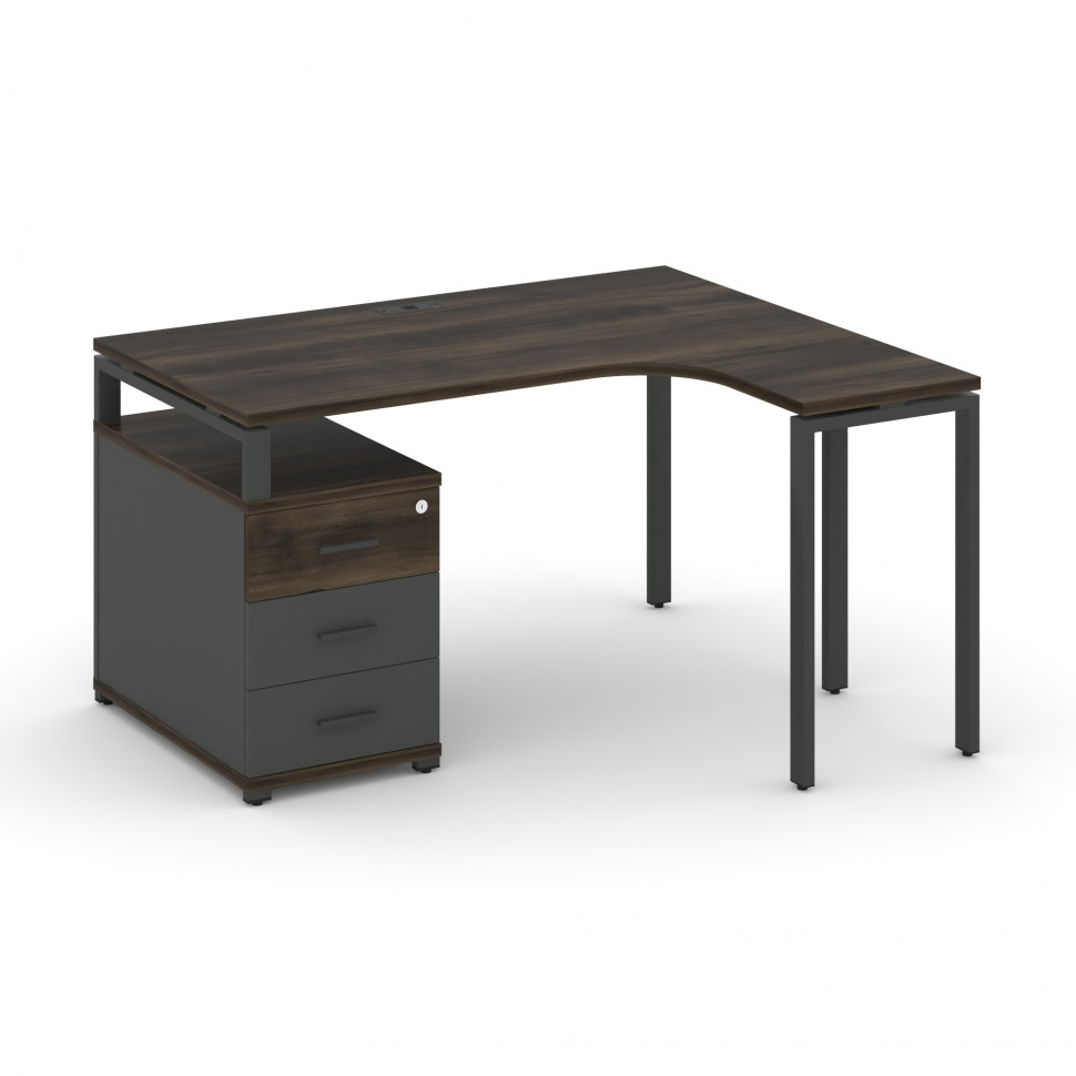 Concept Стол эргономичный с опорной тумбой CN.SA-303(R) A Дуб Мали/Антрацит/Металл Антрацит 1580/194 Concept Стол эргономичный с опорной тумбой CN.SA-303(R) A Дуб Мали/Антрацит/Металл Антрацит 1580/194