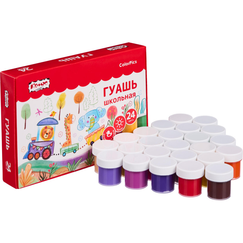 Гуашь Комус Класс ColorPics набор 24 цвета, 10 мл