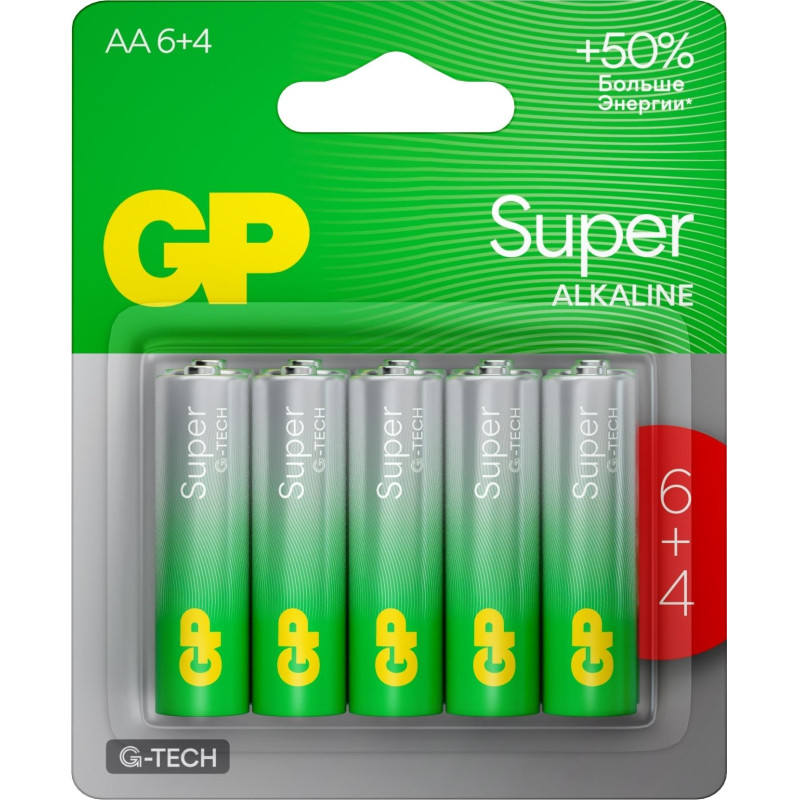 Батарейка GP Super AA/LR6 15A6/4-2CR10/GP15AA216/4-2CRSBC10  10шт/уп (6+4)