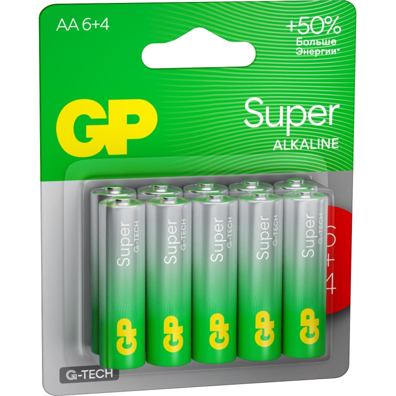 Батарейка GP Super AA/LR6 15A6/4-2CR10/GP15AA216/4-2CRSBC10  10шт/уп (6+4)