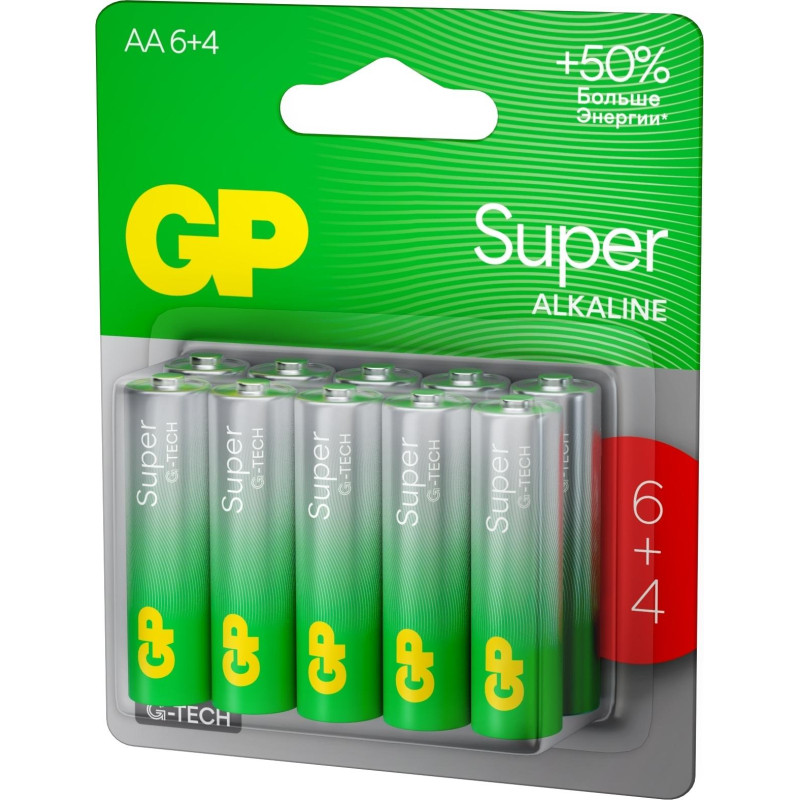 Батарейка GP Super AA/LR6 15A6/4-2CR10/GP15AA216/4-2CRSBC10  10шт/уп (6+4)