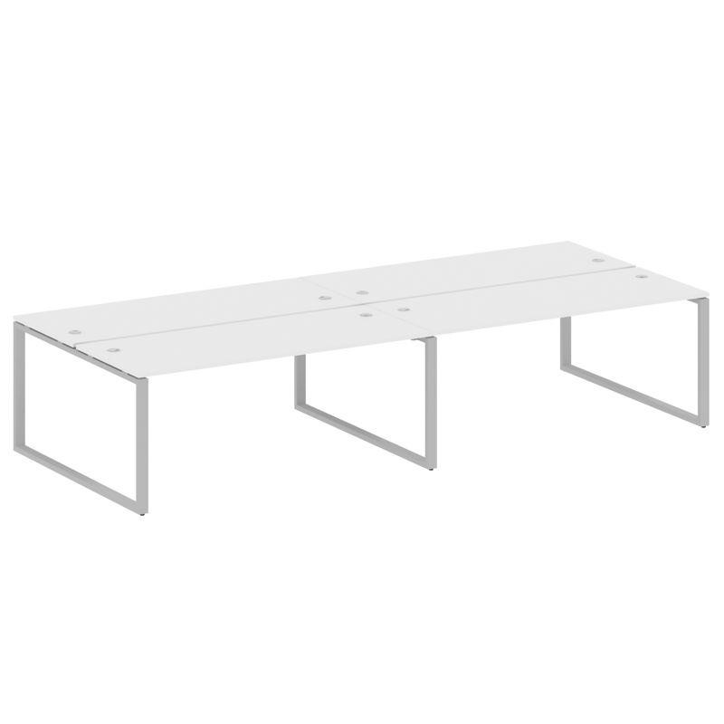 Metal System Рабочая станция на 4 места на О-образном м/к БО.СМ-4.5 Белый/Металл Серый 3600*1475*750