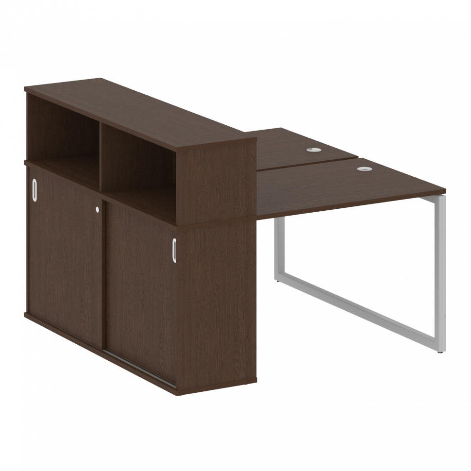 Metal System Quattro Рабочая станция с шкафом-купе на О-образном м/к 40БО.РС-СШК-2.1 Т Венге Цаво/Ме