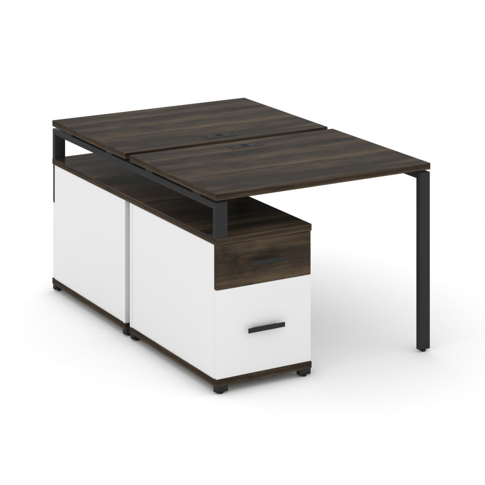 Concept Рабочая станция 2 места с двухсторонней опорной тумбой CN.DRS-305 B Дуб Мали/Белый Бриллиант