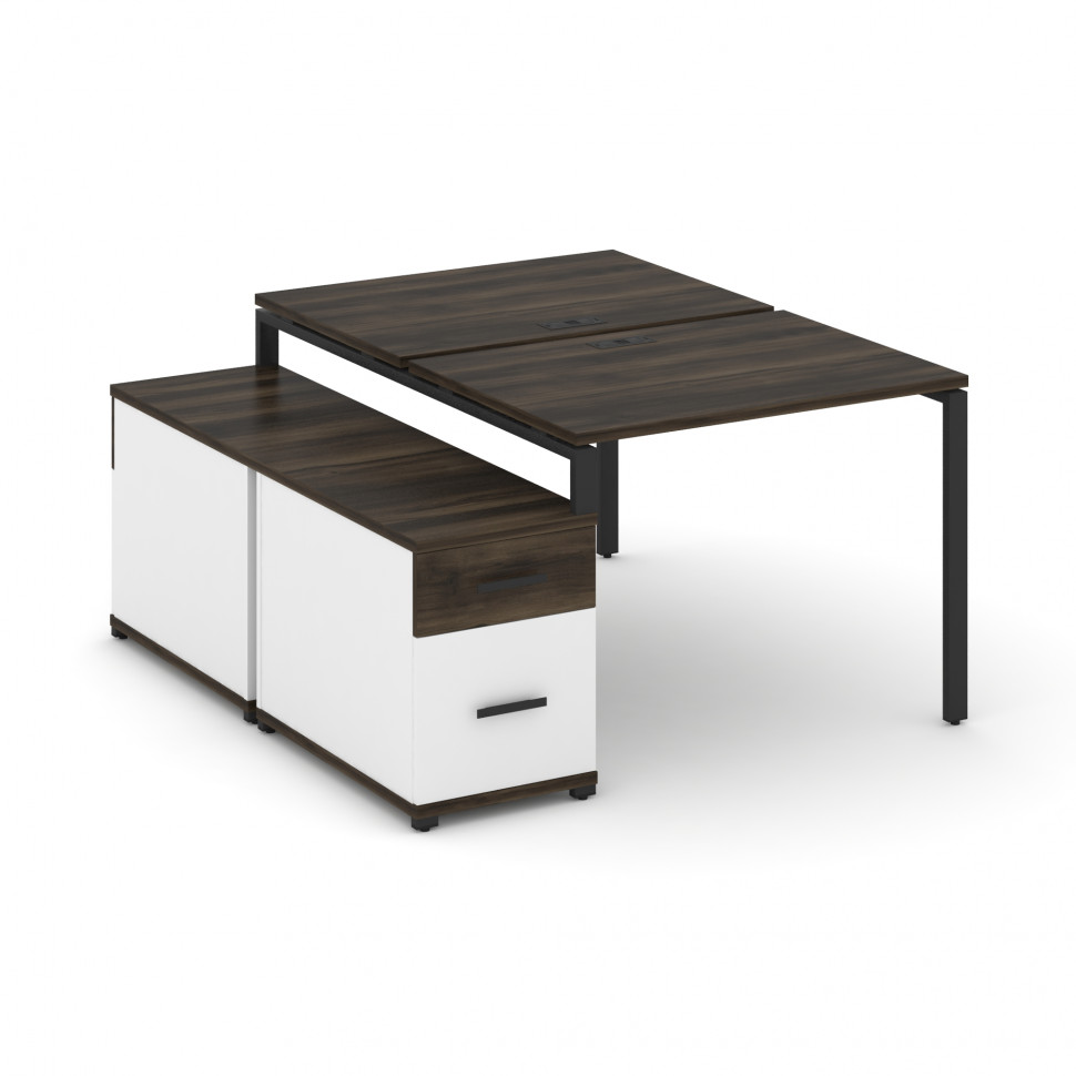 Concept Рабочая станция 2 места с двухсторонней опорной тумбой CN.DRS-305 B Дуб Мали/Белый Бриллиант