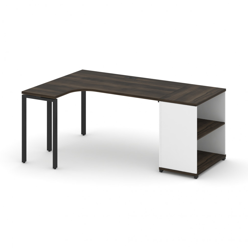 Concept Стол эргономичный с опорным стеллажом CN.SA-201(L) Дуб Мали/Белый Бриллиант/Металл Черный 18 Concept Стол эргономичный с опорным стеллажом CN.SA-201(L) Дуб Мали/Белый Бриллиант/Металл Черный 18