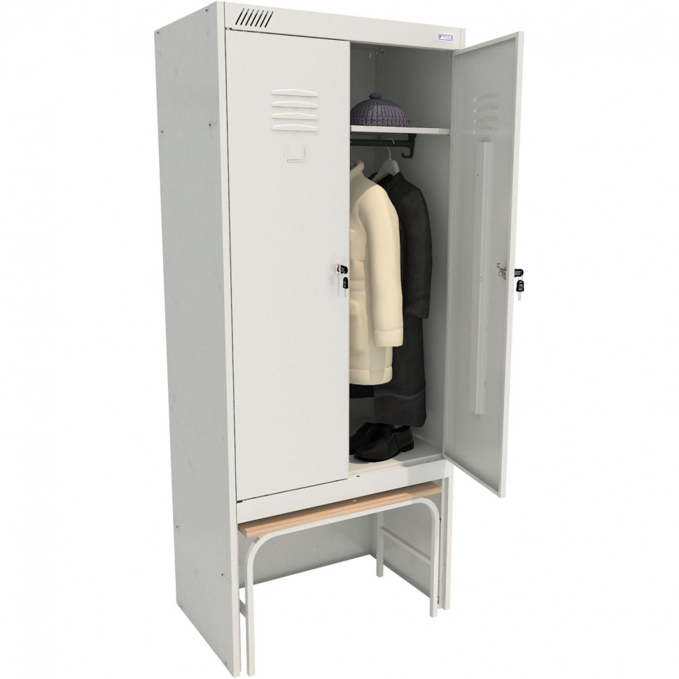 Шкаф для одежды металлический MZ_ШРК 22-800 ВСК с нишей под скамью
