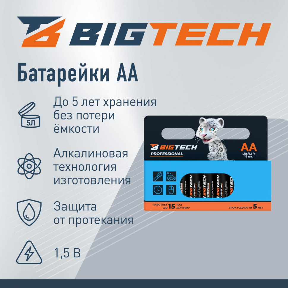 Батарейка BigTech Professional АA/LR6 уп/18шт Батарейка BigTech Professional АA/LR6 уп/18шт
