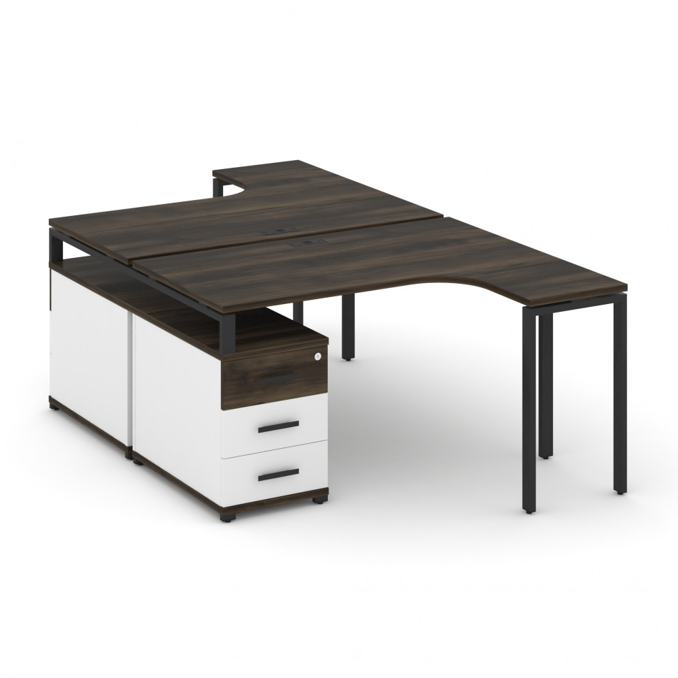 Concept Рабочая станция с двойной опорной тумбой CN.DSA-301 B Дуб Мали/Белый Бриллиант/Металл Черный