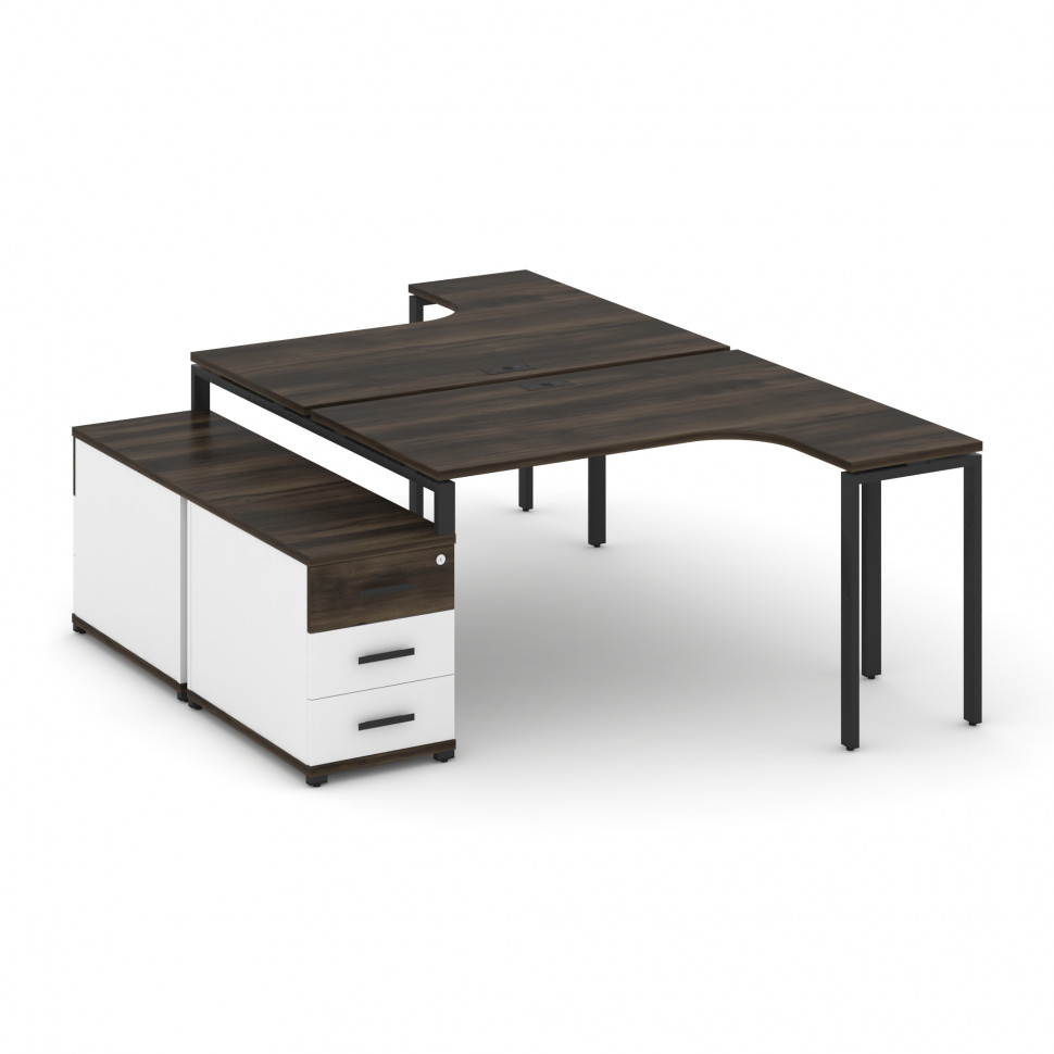 Concept Рабочая станция с двойной опорной тумбой CN.DSA-301 B Дуб Мали/Белый Бриллиант/Металл Черный