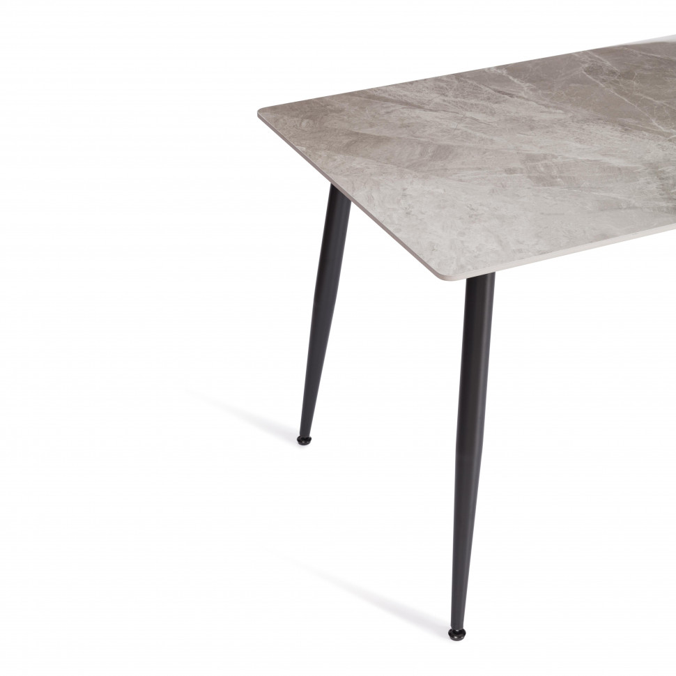Стол обеденный Austen/Остин столешница керамика (глянцевая) / опоры металл, серый/чёрный, 120x80x75(+1) см