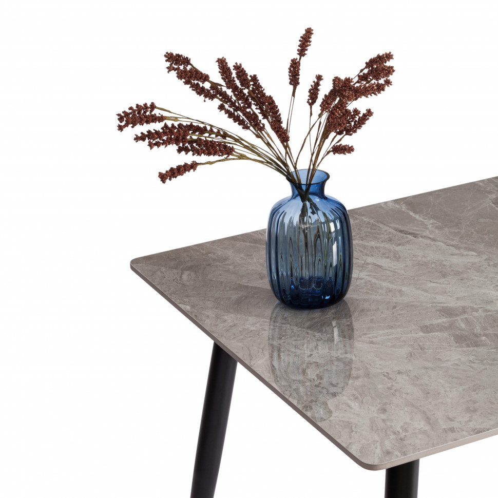 Стол обеденный Austen/Остин столешница керамика (глянцевая) / опоры металл, серый/чёрный, 120x80x75(+1) см