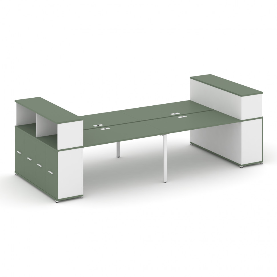 Concept Рабочая станция с опорными распаш. шкафами с надставкой низ. CN.DRS-269 W Кобо/Белый Бриллиа