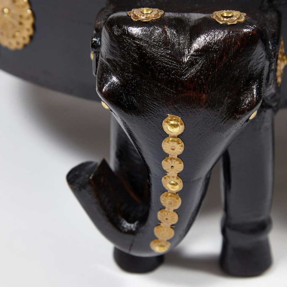 Столик Secret De Maison 3 SLONA (мод. ND-005) дерево манго/латунная чеканка, Dia 48. В 19 см, этническая роспись