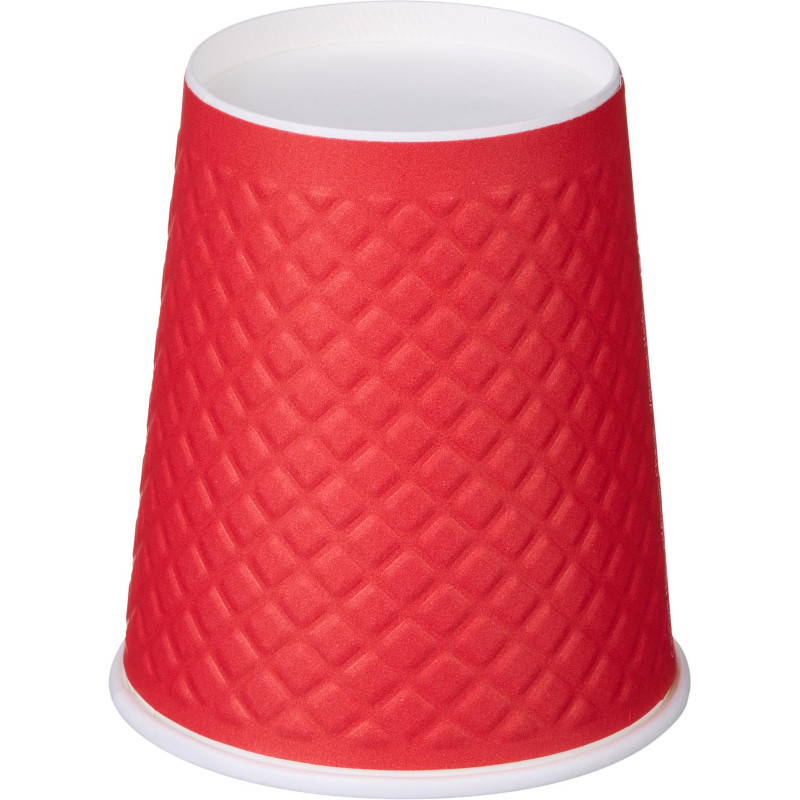 Стакан одноразовый бум двухслойный d-80мм 250мл Waffle Red (25шт/уп)