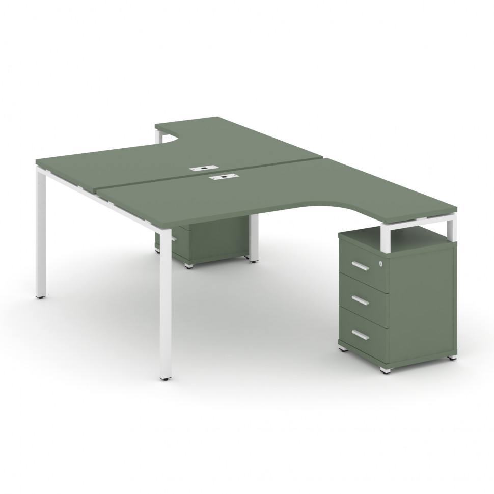 Concept Рабочая станция с 2 опорными тумбами CN.DSA-306 W Кобо/Металл Белый 1580*2400*750