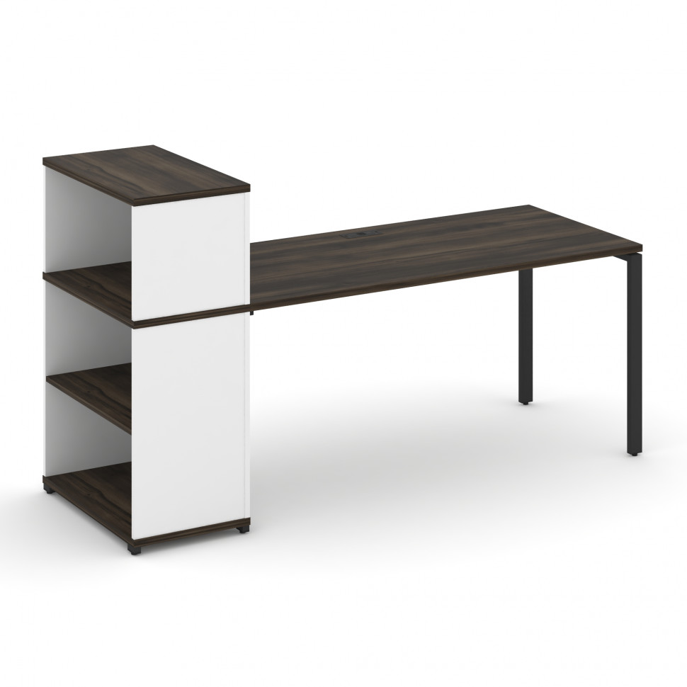 Concept Стол рабочий с опорным стеллажом с надставкой низ. CN.SP-212 Дуб Мали/Белый Бриллиант/Металл