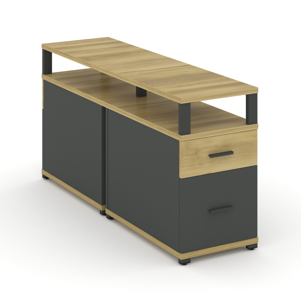 Concept Тумба двухсторонняя приставная 1 ящ.+1 распаш. фасад с надставкой. CN.DTGP-002 A Дуб Винченц