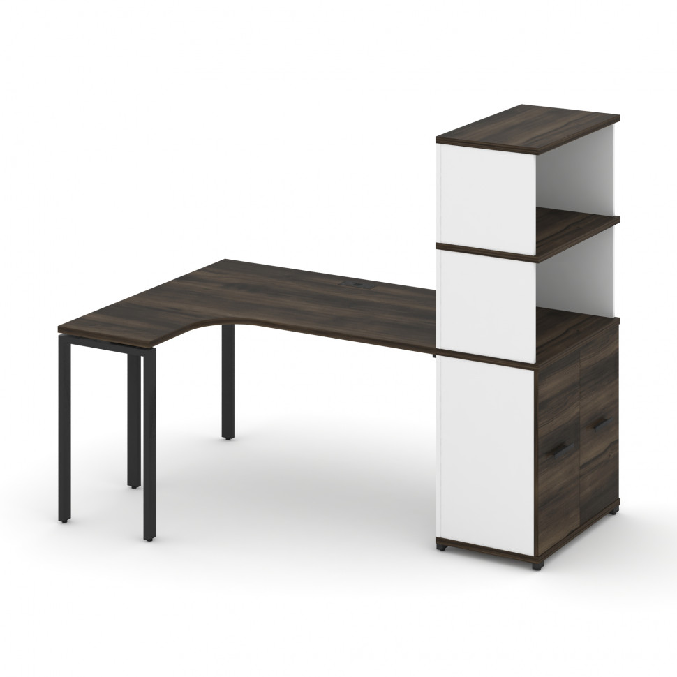 Concept Стол эргономичный с опорным распаш. шкафом с надставкой выс.  CN.SA-215(L) B Дуб Мали/Белый