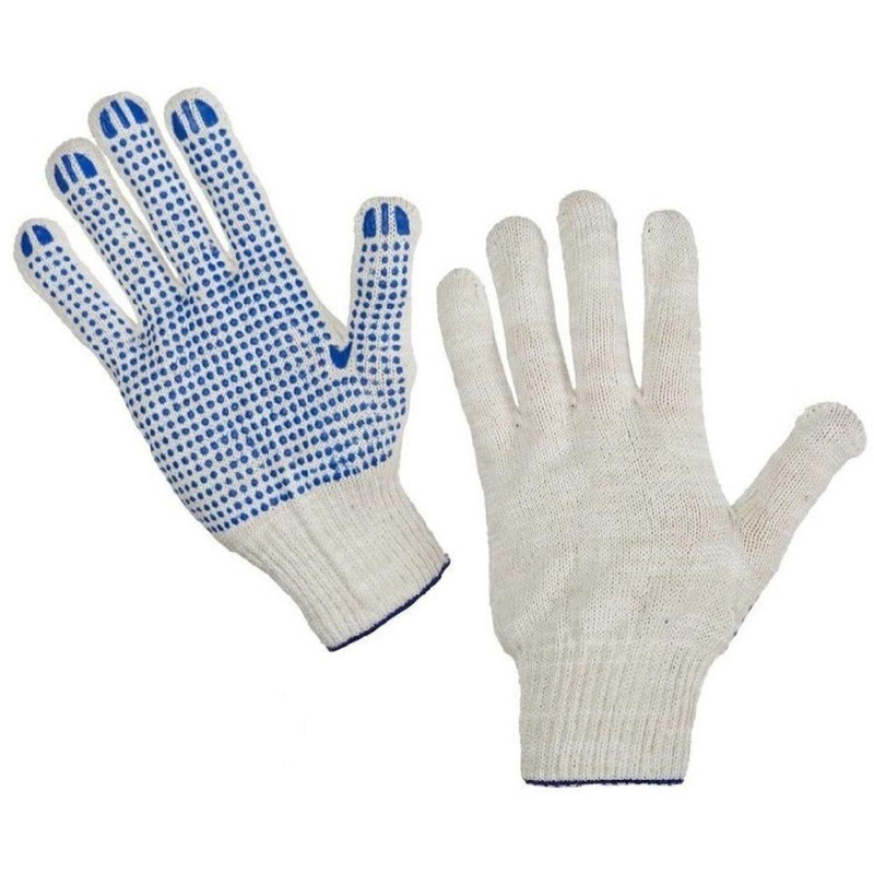 Перчатки защитные трикотажные с ПВХ Точка 5 нитей 52г 10 класс 300 пар/уп