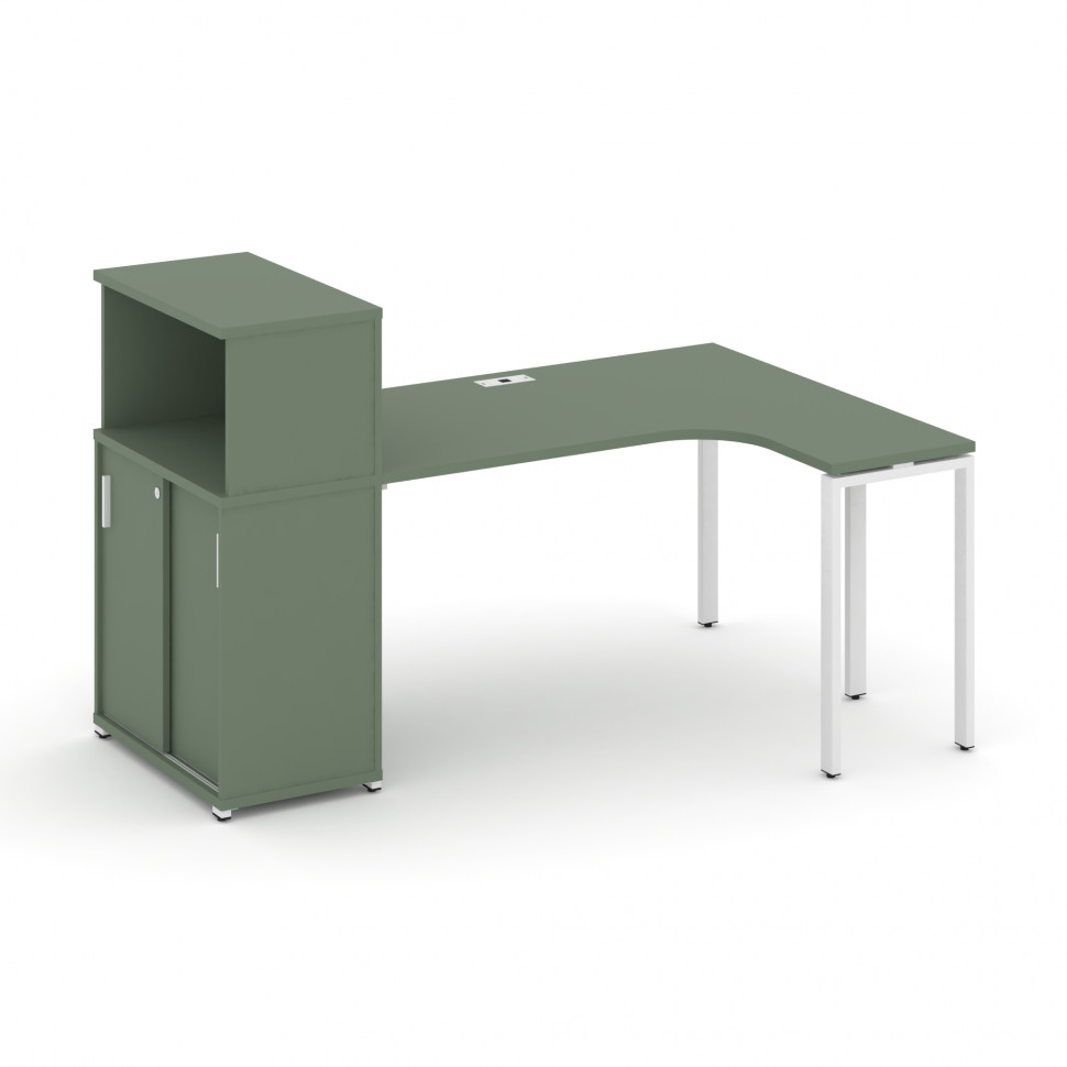 Concept Стол эргономичный с опорным шкафом-купе с надставкой низ. CN.SA-220(R) W Кобо/Металл Белый Concept Стол эргономичный с опорным шкафом-купе с надставкой низ. CN.SA-220(R) W Кобо/Металл Белый