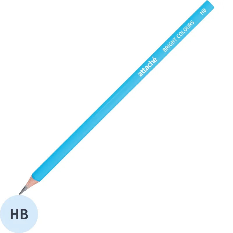 Карандаш чернографитный трехгр, Attache Bright colors, HB, голубой корпус