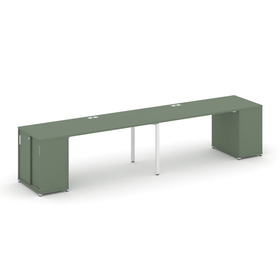 Concept Рабочая станция с опорными шкафом-купе CN.ORS-236 W Кобо/Металл Белый 4000*720*750