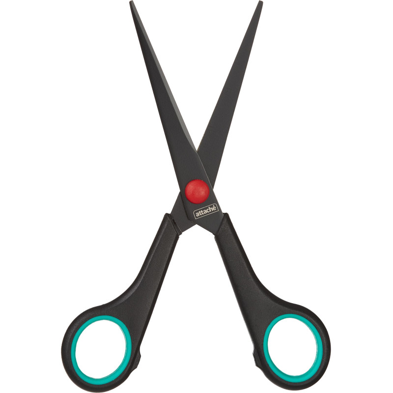 Ножницы Attache 170 мм с пласт. прорезин. ручками, тефл.покр.цв.черн/красн