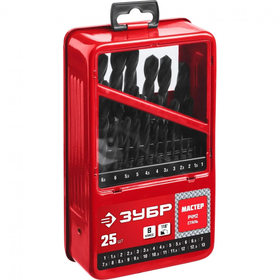 Набор сверл по металлу 25 шт (1-13мм) Зубр (29605-H25)