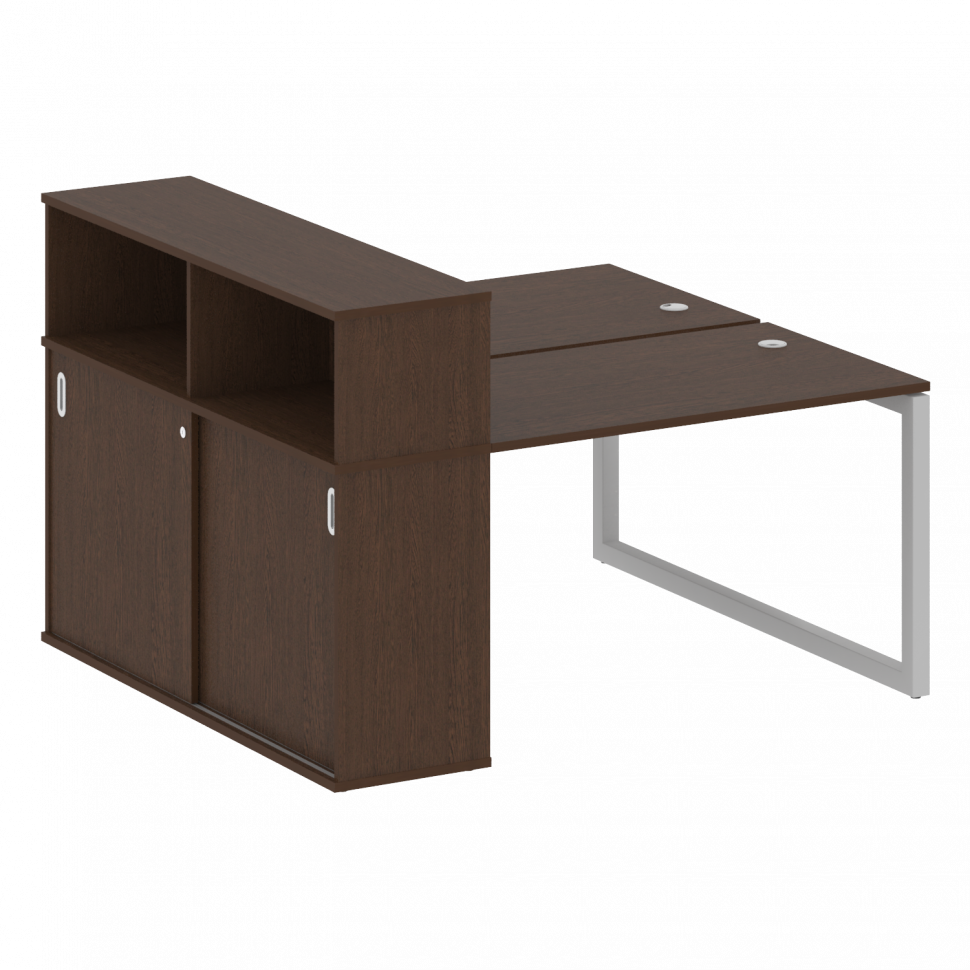 Metal System Quattro Рабочая станция с шкафом-купе на О-образном м/к 50БО.РС-СШК-2.2 Т Венге Цаво/Ме