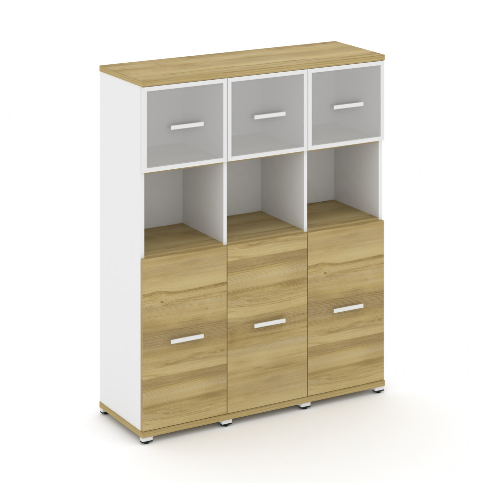 Concept Шкаф 3 узкие секции, 4 ниши CN.STU-435 RMW W Дуб Винченцо/Белый Бриллиант/Металл Белый/Сатин