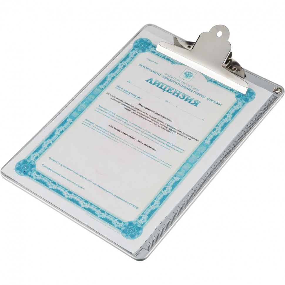 Папка-планшет M&G, A4, 315x228 мм, пластик,прижим бабочка, серебр, ADM94862