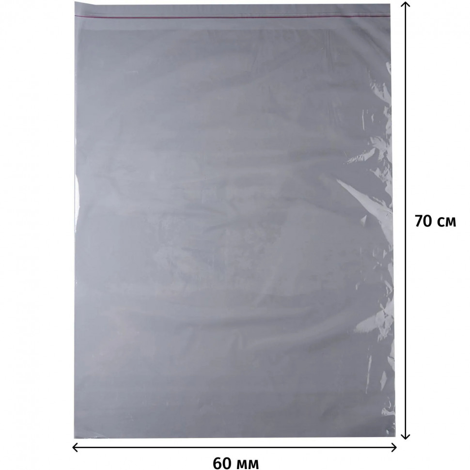 Пакет фасовочный ПП 60х70+5см с клеевым клапаном 30 мкм 100 шт/уп