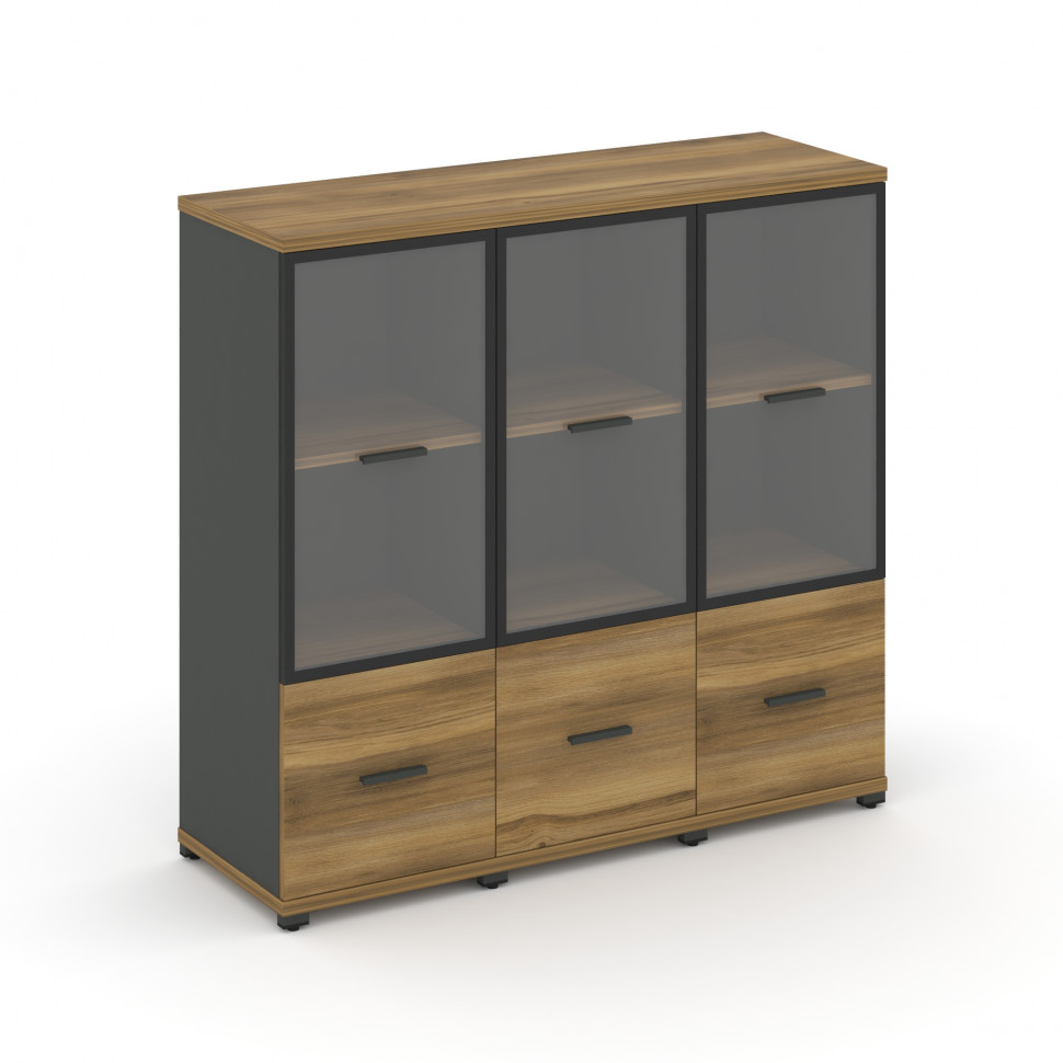 Concept Шкаф 3 узкие секции, 3 ниши CN.STU-332 RPB A Сандал Янтарный/Антрацит/Металл Антрацит/Прозра