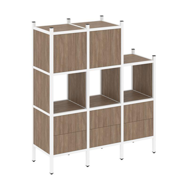 Loft Прямой стеллаж VR.L-15 Дуб Аризона/Металл Белый 1278*446*1458 Loft Прямой стеллаж VR.L-15 Дуб Аризона/Металл Белый 1278*446*1458